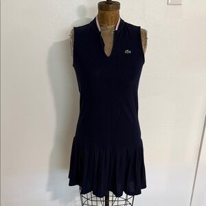 Lacoste Navy Sleeveless Polo Drop-Waist Dress with Green Logo Size 34 S